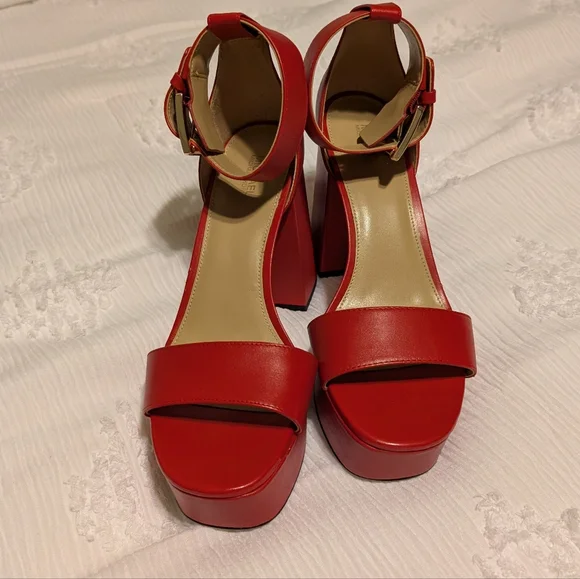 Michael Kors Red Platform Sandals with Ankle Strap - Picture 4 of 6